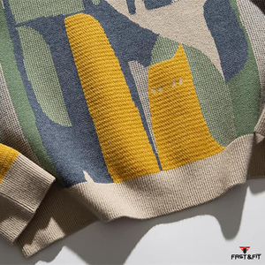 Pull en cachemire et laine à col rond imprimé à la mode, logo sur le devant, pour homme, hiver, anti-froissement, séchage rapide - Product Image 5