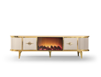 Meuble TV moderne de luxe en bois avec foyer électronique et connexion Bluetooth, mobilier de salon en panneaux MDF, compatible avec les téléviseurs de 65 pouces et plus