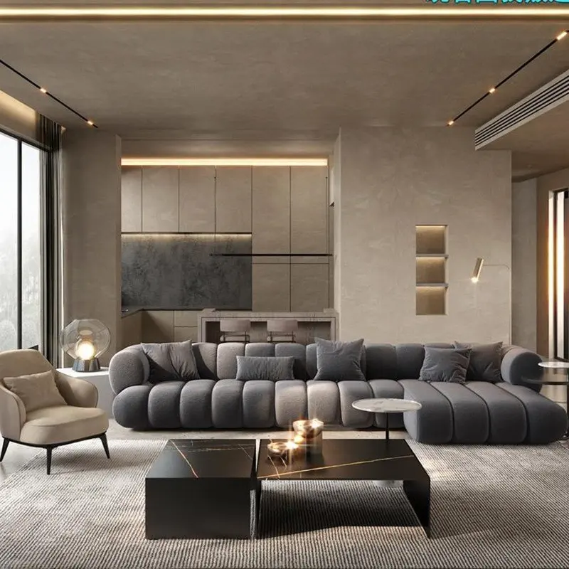 ATUNUS Itália Conjunto de sofá secional de veludo para sala de estar de hotel em tecido com tecnologia nórdica