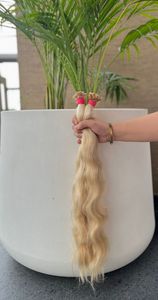 ผมต่อผมหยักศกสีบลอนด์ปลายแบนแบบยังไม่ผ่านกระบวนการจากอินเดีย - Product Image 2