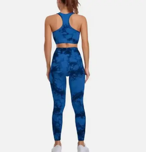 Women's Custom Wholesale Breathable Fitness <b>Leggings</b> Set Seamless Solid Yoga Bra with <b>Lace</b> Decoration Belt Gym Clothing Top - Product Image 2