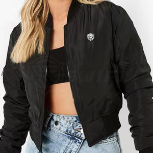 2025 personalizado de alta calidad de tela de punto transpirable para mujer de talla grande chaqueta de bombardero informal invierno sólido estilo personalizado Logo - Product Image 5