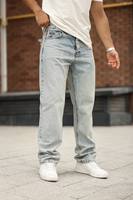 Jeans de Hombre, Corte Slim Fit Recto, Ecológicos, Desgastados, Vintage, Casuales, Elásticos, de Cintura Media, Coloridos, Estilo Urbano, con Logotipo