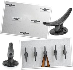 ตะขอแขวนเสื้อโค้ทแบบติดผนังสำหรับงานหนักตกแต่งด้วยเหล็กหล่อแบบวินเทจสีดำโบราณ - Product Image 5