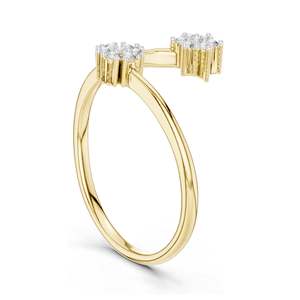 แหวนเพชรแล็บ 0.136 กะรัต รูปดาวคู่ สำหรับผู้หญิง ความใส VVS-VS EF ทอง 18KT, 14KT, 10KT และเงิน 925 สีโรสโกลด์, สีเหลือง, สีขาว - Product Image 5