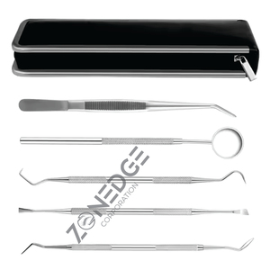 Ensemble de détartreur dentaire professionnel 5 pièces Kit d'élimination du tartre de Plaque avec étui dentaire, ensemble, chirurgical, instruments par Zonedge - Product Image 1