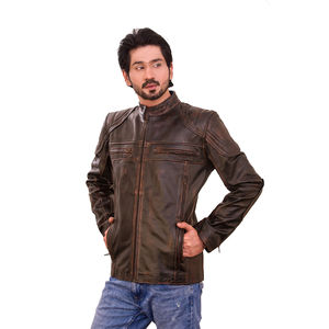 Chaqueta de cuero para hombre de mejor diseño, ropa informal de piel de oveja de alta calidad con cremallera frontal y cuello levantado, chaqueta de cuero para hombre - Product Image 2