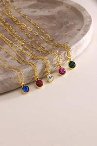 สร้อยคอพลอยไพลินสีน้ำเงินเม็ดเล็กแบบกำหนดเองได้ สร้อยคอพลอยทรงกลมแบบกำหนดเองได้ เงินแท้ 925 ชุบทอง 14K - Product Image 5