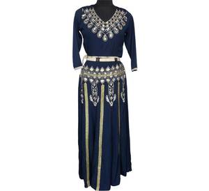 ชุดเดรสแขนยาวผ้าคอตตอนออร์แกนิคทำจากไม้ไผ่หรืองานปักลูกปัดสีฟ้า - Product Image 1