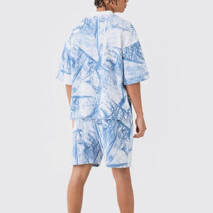 Camiseta y pantalones cortos para hombre, conjunto informal de 2 piezas de verano con logotipo personalizado, transpirable, estampado, venta al por mayor - Product Image 2