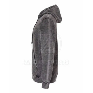 Sweat à capuche délavé élégant et confortable avec poche avant, idéal pour l'hiver, 100 % coton, technique de teinture unie - Product Image 3