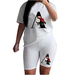 เสื้อ2ชิ้นฤดูร้อนของผู้หญิงชุดสั้นลำลองกางเกงขาสั้นผ้าฝ้ายมีฮู้ดระบายอากาศกันน้ำมีโลโก้ที่กำหนดเอง - Product Image 1
