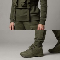 Ensemble de survêtement technique personnalisé pour femme, vert olive, pantalon cargo multi-poches, gilet tactique, sweat à capuche, streetwear utilitaire 100%