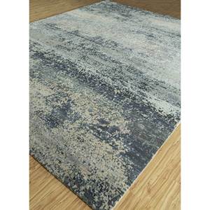 Alfombra Uvenuti Anudada a Mano de Lana y Seda, Diseño Tibetano Abstracto en Gris y Negro para Sala de Estar o Dormitorio para Adolescentes - SKWS-24 - Product Image 2