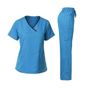 Uniformes médicos de verano de manga corta para mujer, uniformes médicos de lona OEM elásticos personalizables, resistentes a las arrugas - Product Image 2