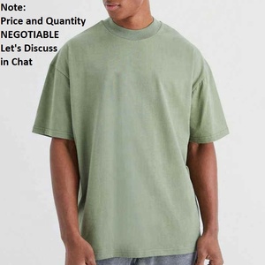 Camiseta de Algodón Verde Sólido para Hombre, Corte Regular, Manga Corta, Cuello Redondo, Diseño Liso Informal, Tejido de Punto, Antiencogimiento, 300g, Digital - Product Image 6