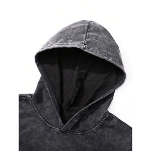 Nueva última moda personalizada de peso pesado lavado con ácido desgastado sin cuerda para Hombre Sudaderas con capucha de gran tamaño Vintage para hombre - Product Image 3