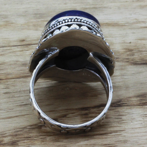 Swirling Sky 925 Sterling Silver Wedding <b>Ring</b> Unique Design Hand Made Sterling Silver <b>Lapis</b> <b>Lazuli</b> Cocktail <b>Ring</b> Trendy Gift - Product Image 4