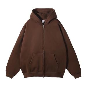 Sudadera con capucha y cremallera de lana de gran tamaño de alta calidad para hombre, ropa de calle de invierno de nueva tendencia con logotipo personalizado, patrón sólido - Product Image 6