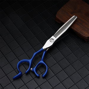 Blue Coated Handle Hair Cutting Scissors Set Thinning Scissor Razor <b>Clip</b> <b>Hairdressing</b> Shears Hair Cutting Kit With Zipper Case - Product Image 5