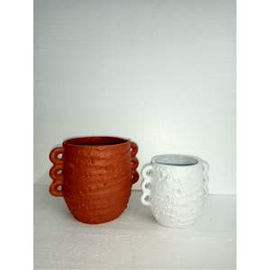 Wholesale Large Antique Finished Metal Flower <b>Vase</b> Double Handle Decorative Stoneware Pot <b>Vintage</b> Farmhouse Style Flower Pot - Product Image 3