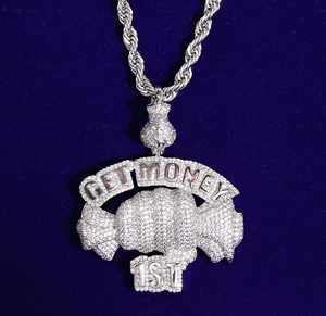 Sac d'argent glacé Pendentif en diamant Moissanite Get Money First Micro Paved Hip Hop Pendentif pour homme en argent sterling 925 - Product Image 2