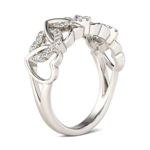 Bague de fiançailles pour femme Jeulia en argent sterling avec cœurs entrelacés et coupe ronde - Product Image 3