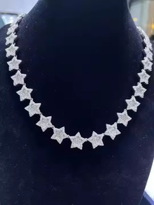 Chaîne Hip Hop en forme d'étoile en argent sterling 925 Collier de fleurs de rappeur en or avec cadeau d'anniversaire de Moissanite taillé en baguette - Product Image 5