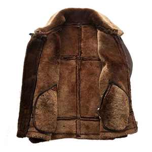 OEM Factory Customized Men's Bomber Jacket Hot Sale Lightweight <b>Leather</b> Zipper <b>Coat</b> <b>with</b> Sheep <b>Fur</b> Hot Sale jacket for men - Product Image 5