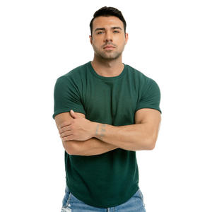 Camiseta informal de gran tamaño de algodón 100% con logotipo serigrafiado de alta calidad, camiseta de tela de punto con patrón de Color sólido de talla grande para hombre - Product Image 1