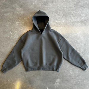 Sudadera con Capucha Corta para Hombre, de Algodón Grueso de 500 g/m², de Invierno, Negra, Personalizada, de Alta Calidad OEM - Product Image 6