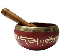 Cuenco tibetano antiguo de bronce con color azul, grabado o martillado, para la salud y un sonido mágico.