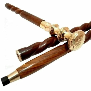 Bastón de Trekking de Madera con Correa para la Muñeca y Punta de Goma, Bastón de Caminar Resistente para Personas Mayores y Viajeros, Precio Bajo - Product Image 1