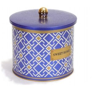 3.5L Seamless Pattern Design Geometric Lines Blue Background 175x155mm Metal round Canister Knob Handle Food <b>Storage</b> & <b>Container</b> - Product Image 2