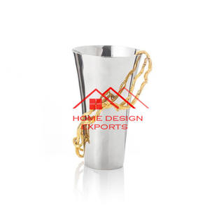 Florero de decoración de mesa de Metal de aluminio con acabado plateado brillante moderno 2024, el más vendido para uso en la sala de estar del hogar - Product Image 4