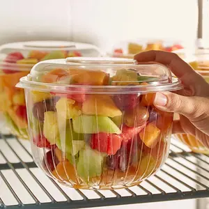 Custom Large Capacity 30 32 36 48 Oz Round Disposable Plastic Fruit Salad Bowl