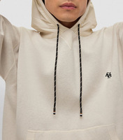 Premium ağır polar çevre dostu yıkanmış fermuar-up Hoodie Minimalist kontrast iç astar kanguru cep İpli kaput