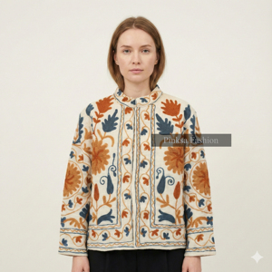 Chaqueta de Mujer Tejida a Mano con Bordado Floral Estilo Terciopelo, Diseño Bohemio y Patrón de Arte Folclórico Teal, Manga Larga, Estilo Casual - Product Image 1