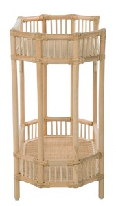 Table basse hexagonale moderne faite à la main en rotin avec double étagère-Mobilier tissé naturel pour salon et entrée - Product Image 2