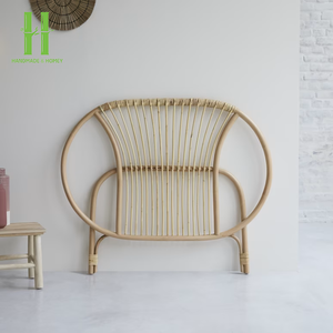 Lit mural moderne du milieu du siècle, fait main de luxe, avec rotin écologique, taille et couleur personnalisables, directement de l'usine au Vietnam - Product Image 1