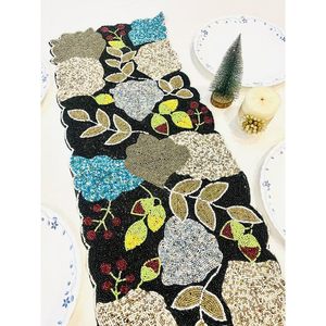 Camino de mesa de satén con cuentas florales de Acción de Gracias Color personalizado Centro de mesa resistente al calor duradero para bodas Hoteles - Product Image 6