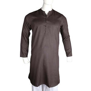 เสื้อคุร์ต้าทรงเข้ารูปพื้นฐานสำหรับผู้ชาย - สีน้ำตาล - สีกาแฟ - Product Image 5
