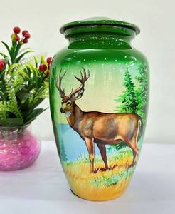 Urna de cremación para adultos Buck Deer pintada a mano, soporte para cenizas funerarias de Metal hecho a mano - Product Image 4