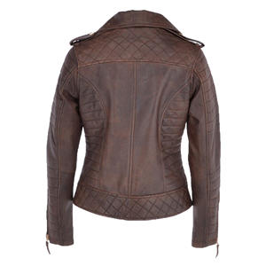 Marron Qualité Prix Qualité supérieure Conception personnalisée Veste en cuir véritable pour femmes de taille adulte Veste en cuir pour femmes - Product Image 2