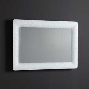 Fused Glass 90x62 LED <b>Framed</b> <b>Mirror</b> with <b>White</b> Frame and Grits - Product Image 1