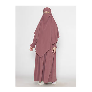 Best-seller Ensemble de Designer Personnalisé pour Femmes Naqab Manches Longues Burqa Noir Style Ethnique Solide Hijab Khimar Abaya au Meilleur Prix - Product Image 1