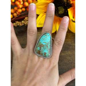 Augustine Largo Mohave Kingman Turquoise <b>Sterling</b> <b>Silver</b> <b>Adjustable</b> <b>Ring</b> - Product Image 2