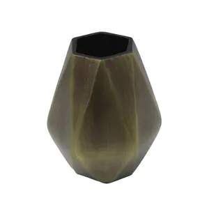 Vase à fleur rond en aluminium de style moderne Pot de fleur en métal laiton antique pour table et décoration de mariage personnalisé en vrac - Product Image 1