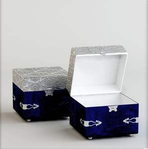 Caja de joyería decorativa al por mayor a granel Metal MDF azul oscuro Color plata producto hecho a mano para decoración Almirah - Product Image 1