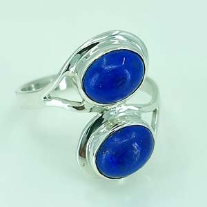 925 Sterling Silver Handmade <b>Ring</b> with <b>Lapis</b> <b>Lazuli</b> Natural Blue Oval Shape Gemstone Boho September Birthstone Jewelry for Gift - Product Image 4